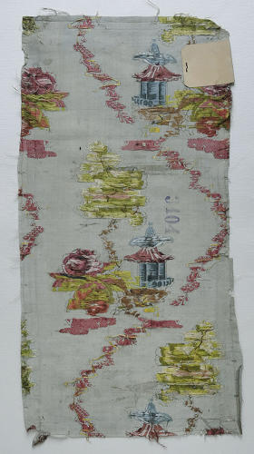 18th Century Silk Lampas Fragment with Pagoda