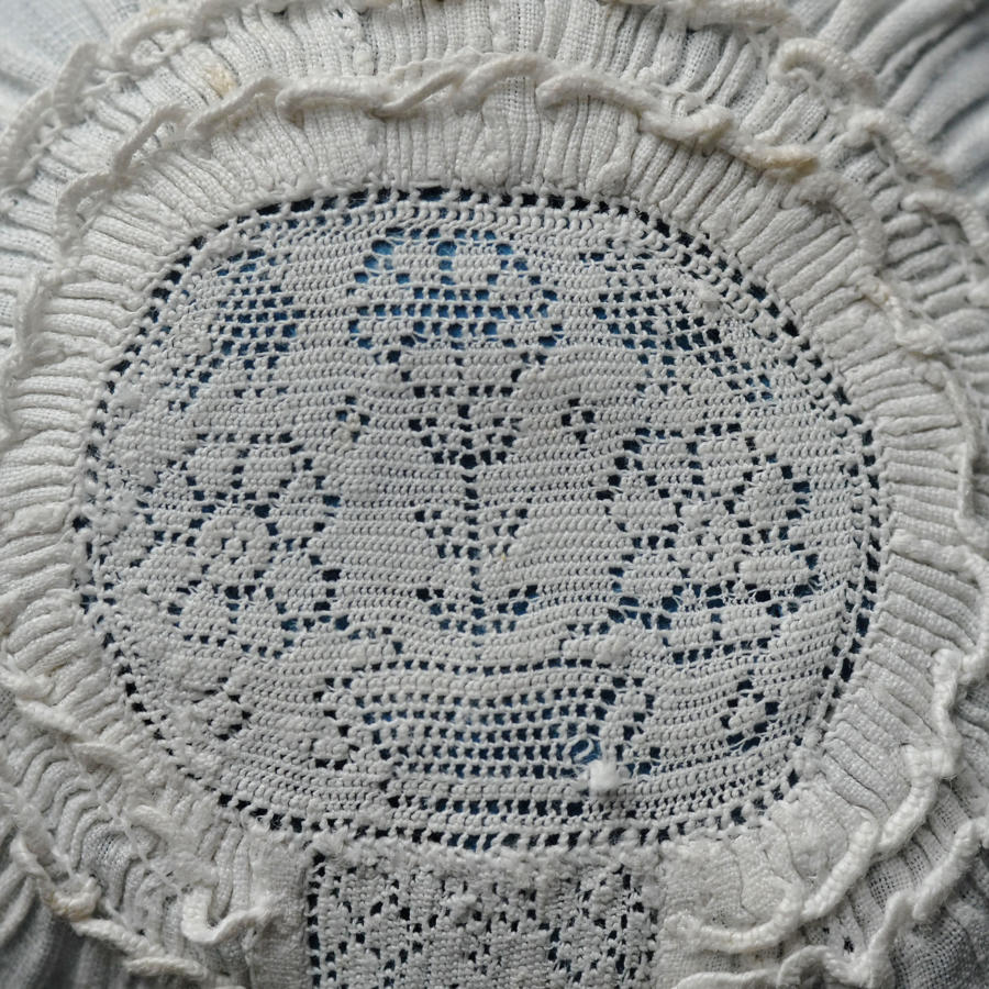 18th Century Hollie Point Linen Baby Bonnet