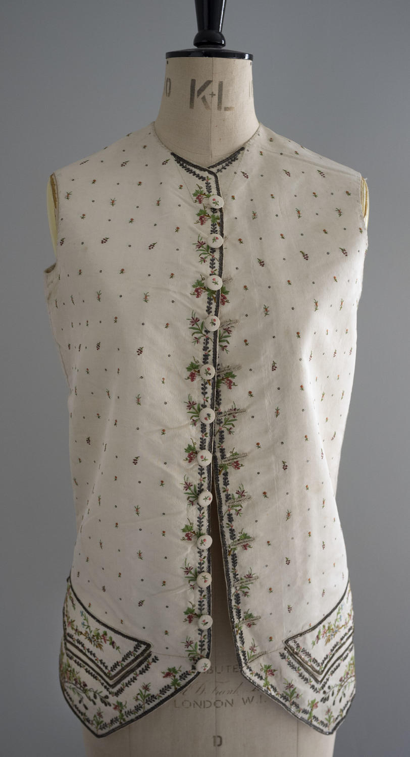 Antique 18th Century Silk Embroidered Man's Waistcoat c 1780