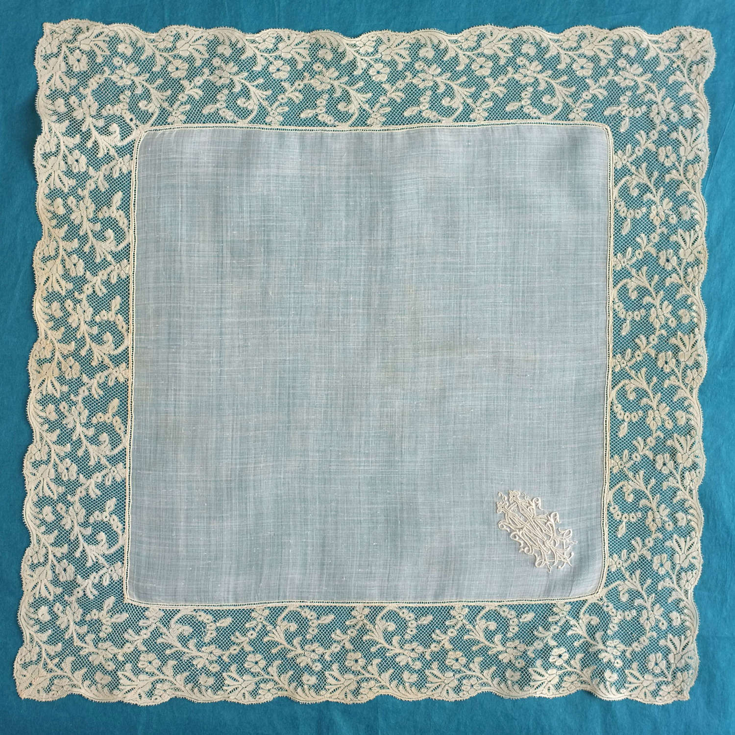 Antique 19th Century Handkerchief with Valenciennes Border