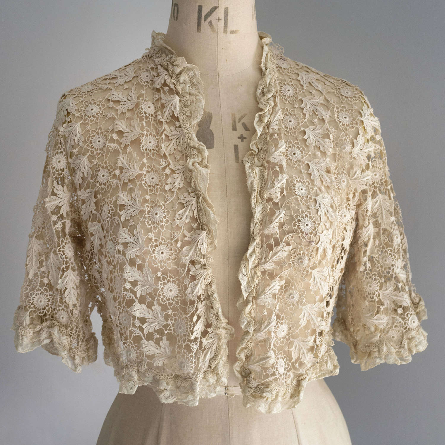 Antique French Machine Guipure Lace Jacket, circa 1910