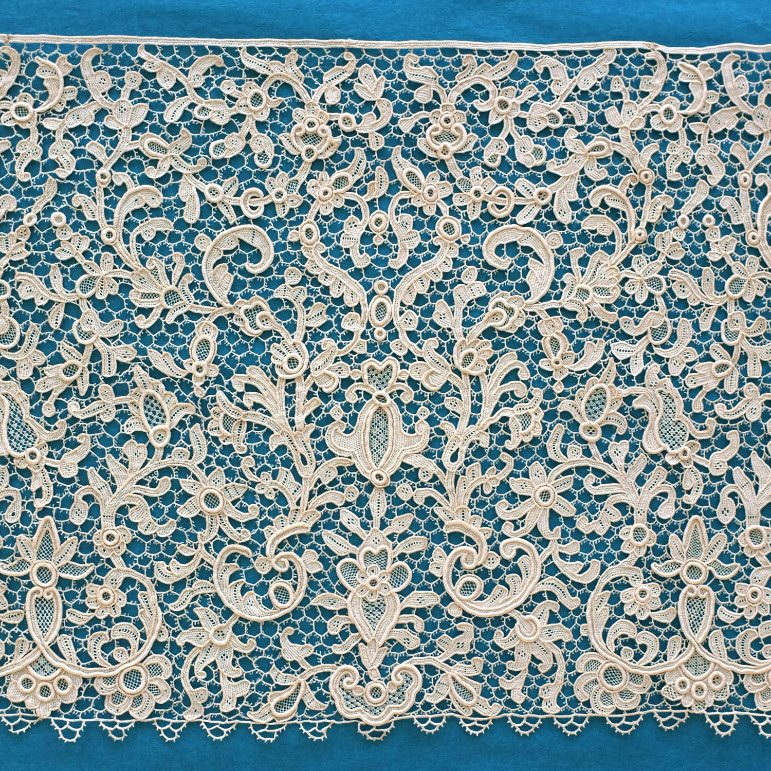 Antique French Needlepoint Lace Border circa 1890