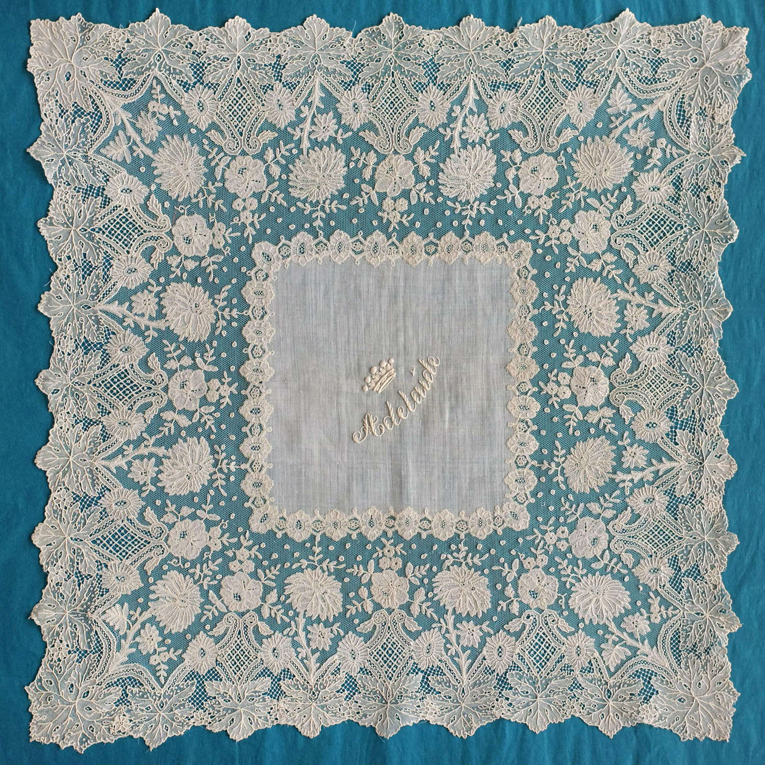 Antique Brussels Bobbin and Needle Lace Handkerchief 'Adelaide'