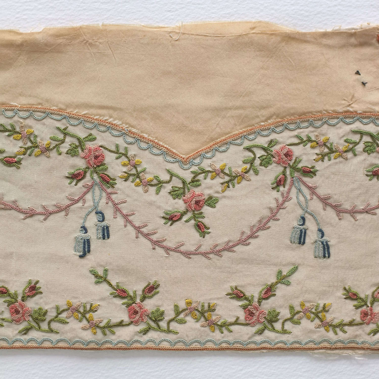Antique 18th Century Silk Embroidered Waistcoat Fragment