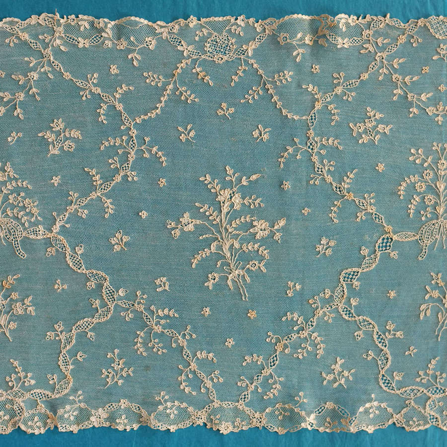 Antique Alencon Needle Lace Shawl, late 18th early 19th Century