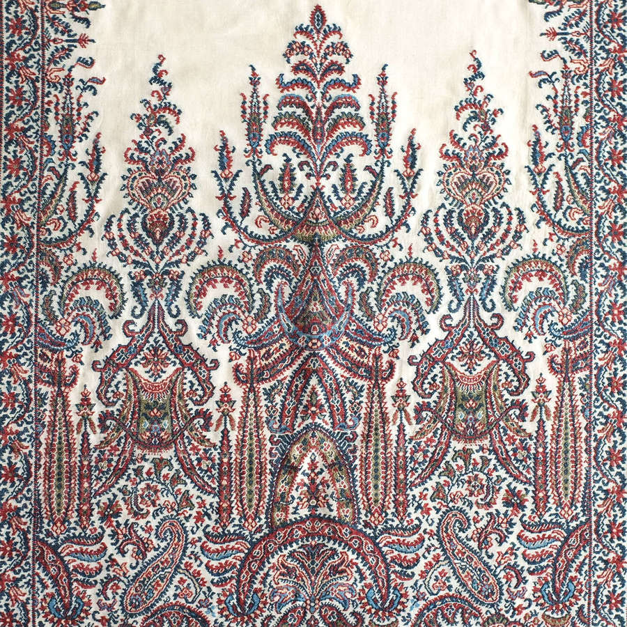 Antique French Silk Woven Shawl, circa 1835-40