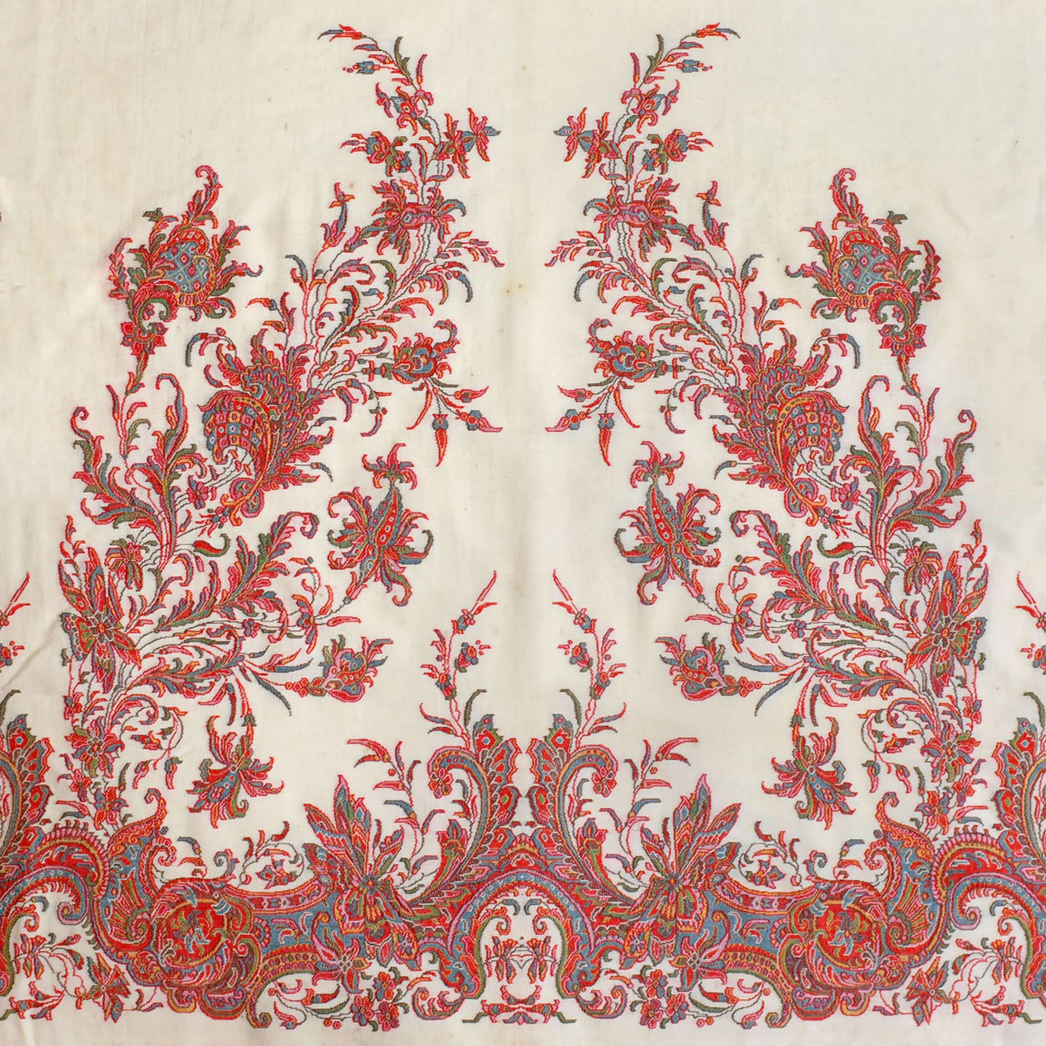 Antique Woven Wool Paisley Shawl, circa 1845