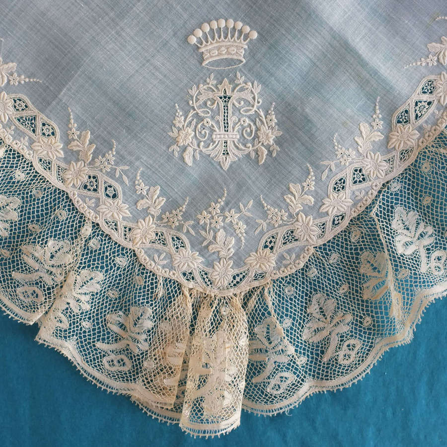 Antique 19th Century French Handkerchief with the Coronet of a Count
