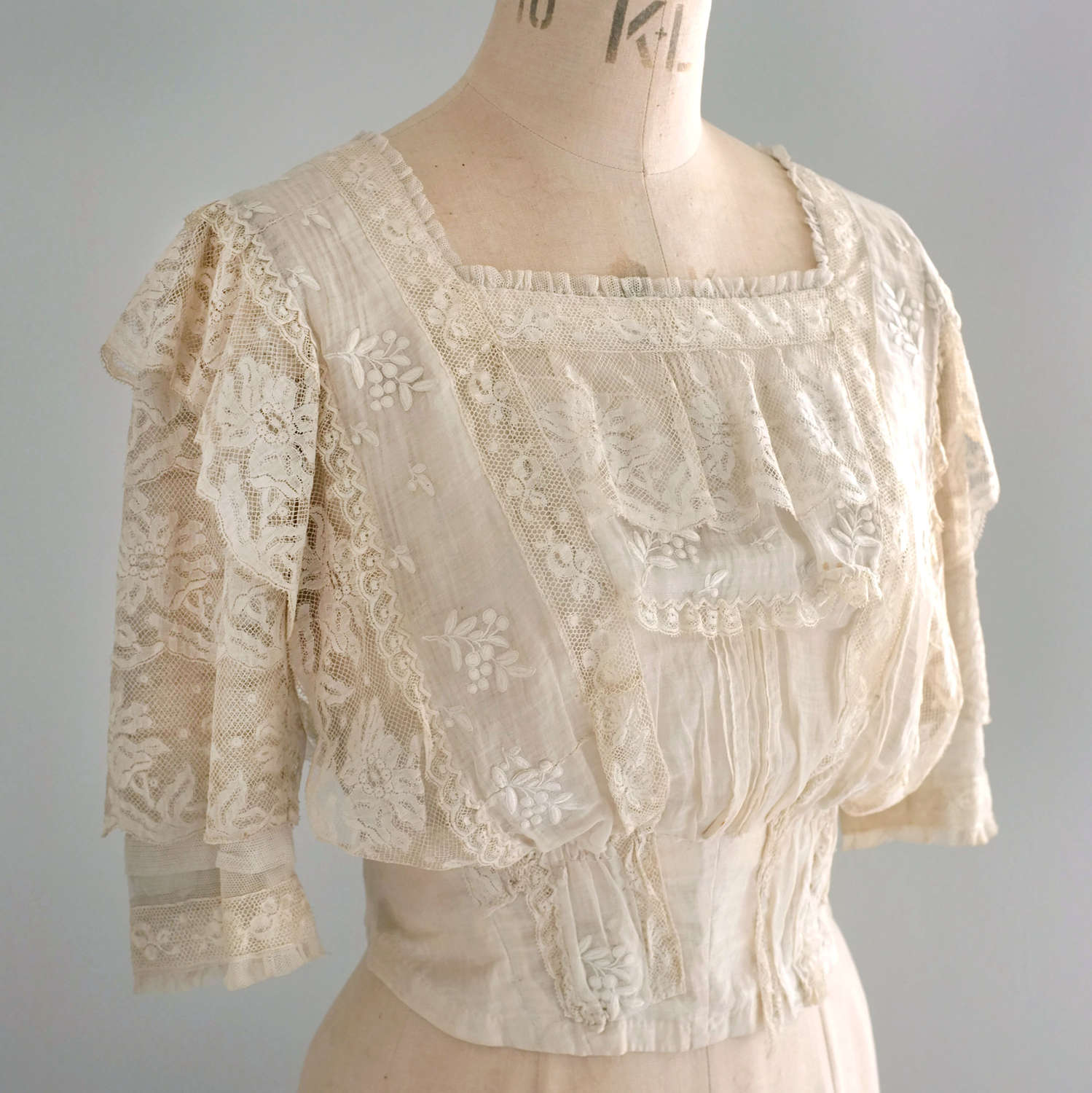 Antique French Cotton and Lace Summer Bodice