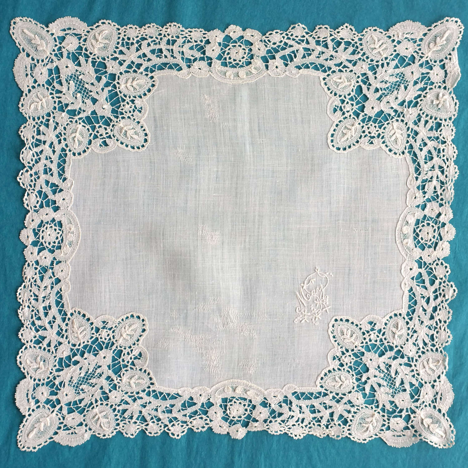 Antique Brussels Duchesse Lace Handkerchief