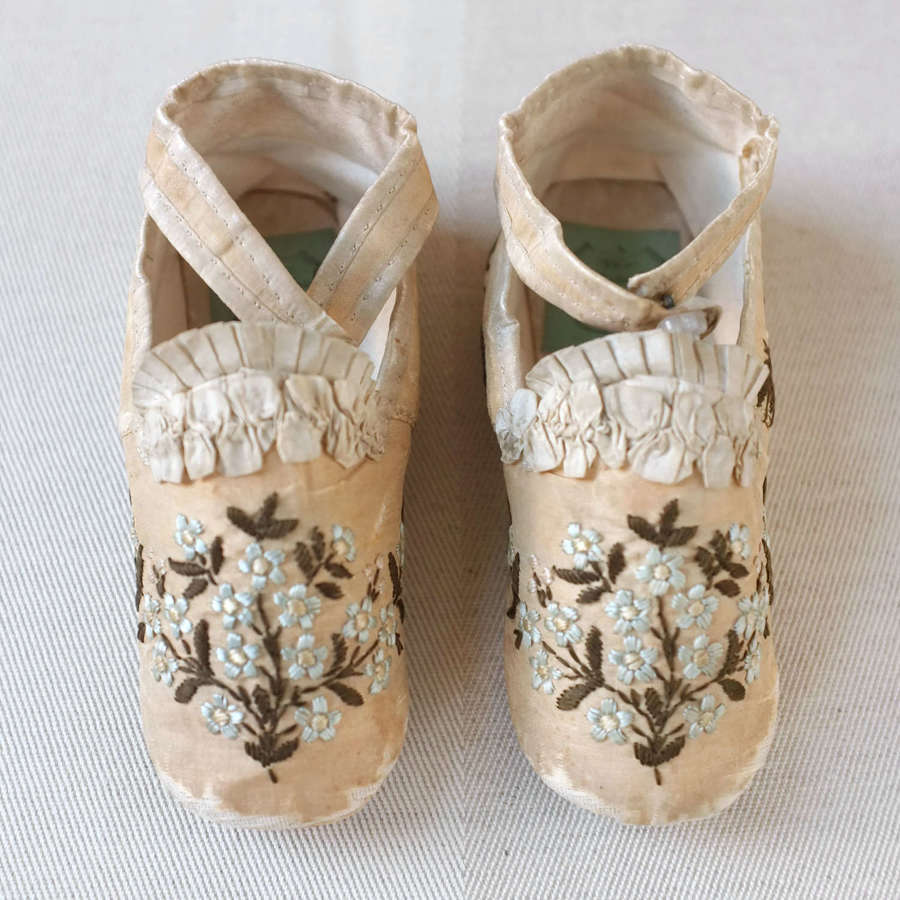 Antique Lilliputian Warehouse Child's Silk Shoes