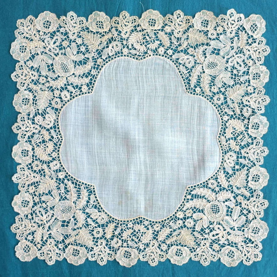 Antique Honiton Lace Handkerchief