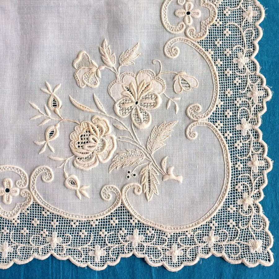 Antique Embroidered Handkerchief with Provenance