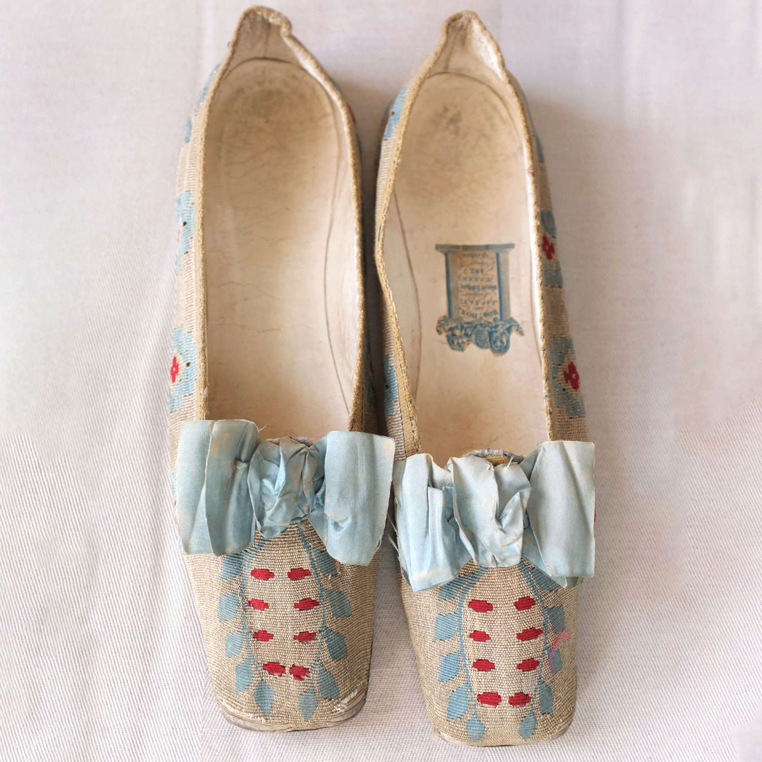 Antique Blue and Red  Robert Box Kilim Weave Shoes