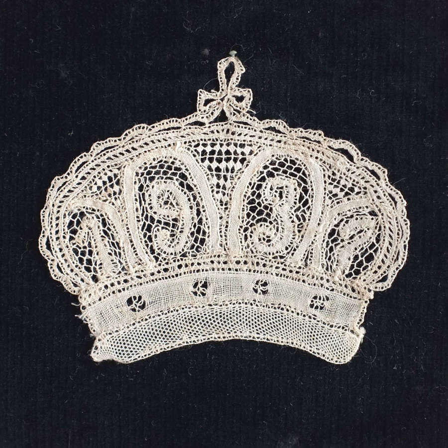 Antique Honiton Lace Crown 1937 Coronation