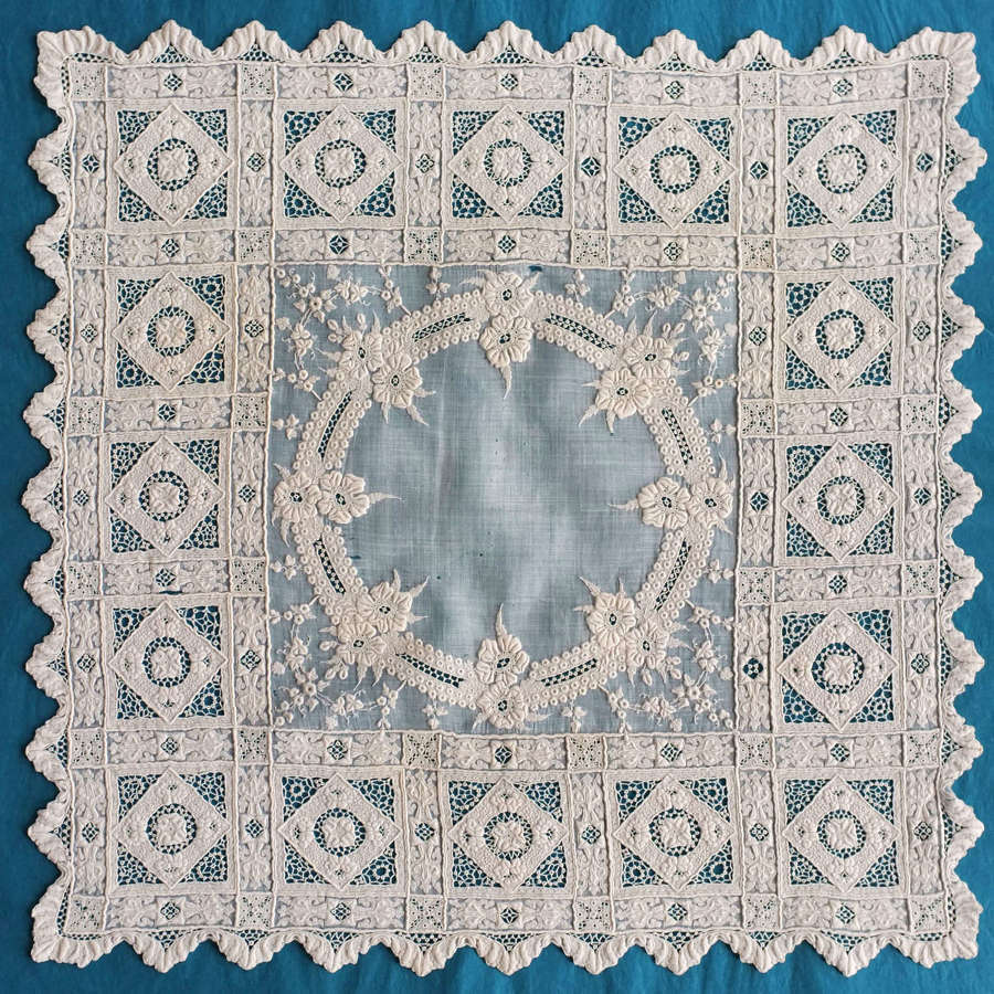 Antique Whitework Embroidered Handkerchief