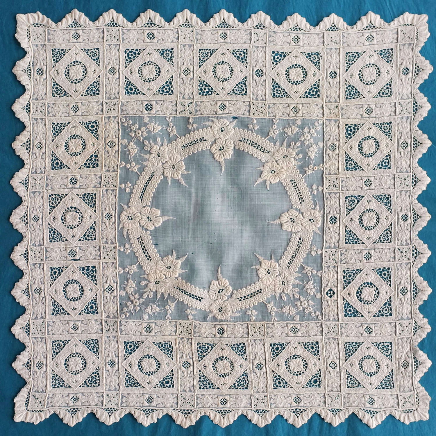 Antique Whitework Embroidered Handkerchief
