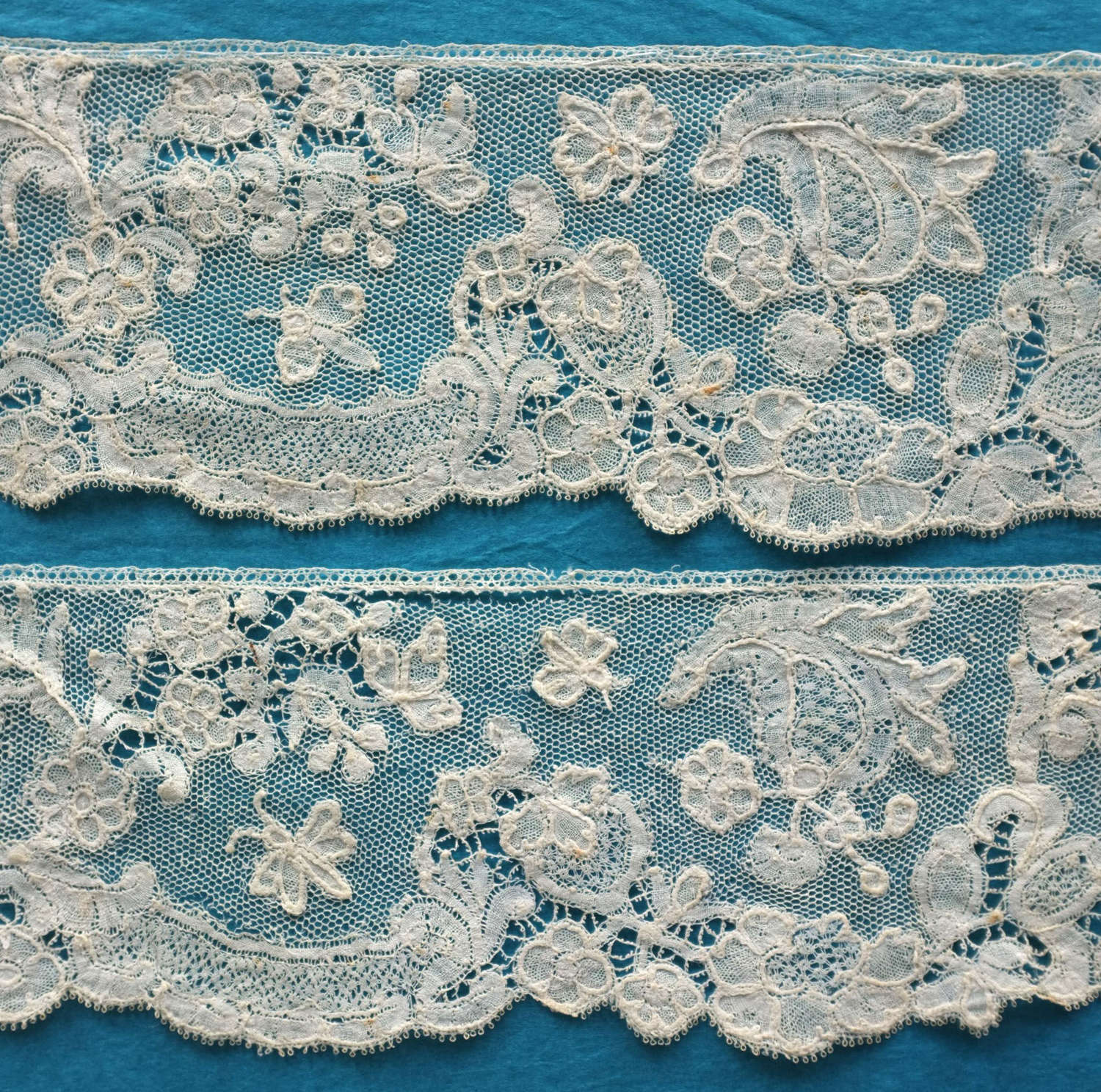 Antique 18th Century Brussels Bobbin Lace with Butterflies