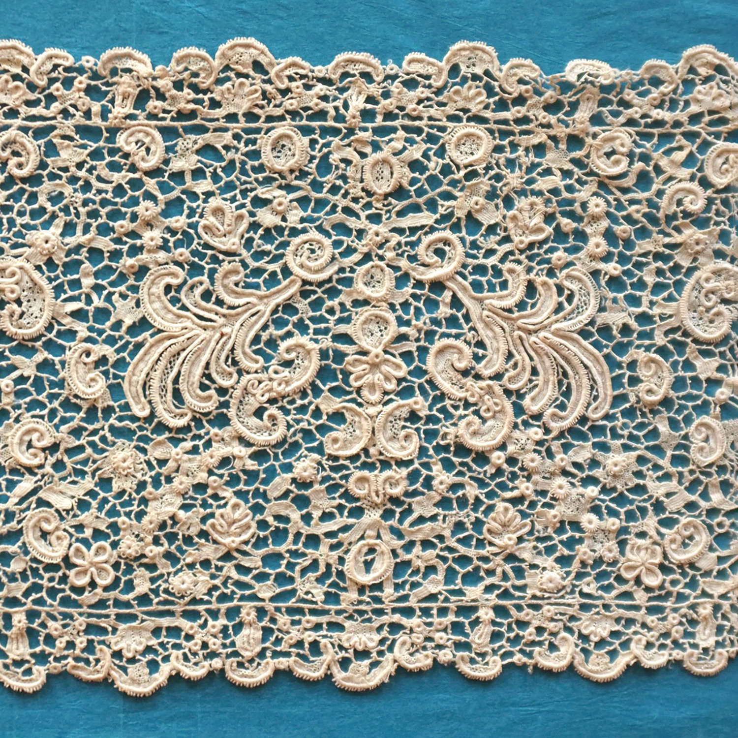 Antique 17th Century French  Needle Lace Border