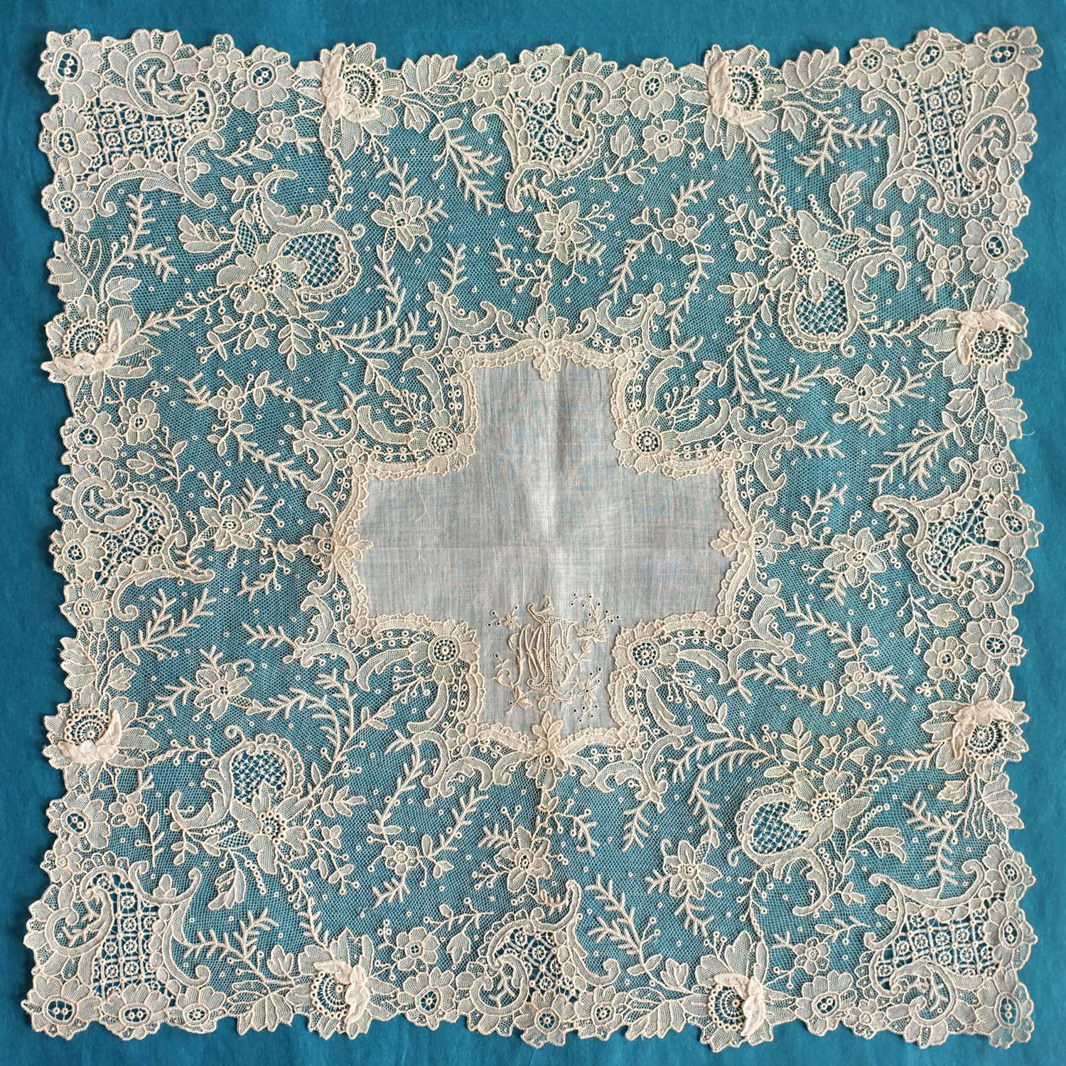 Antique Brussels Point de Gaze Lace Handkerchief