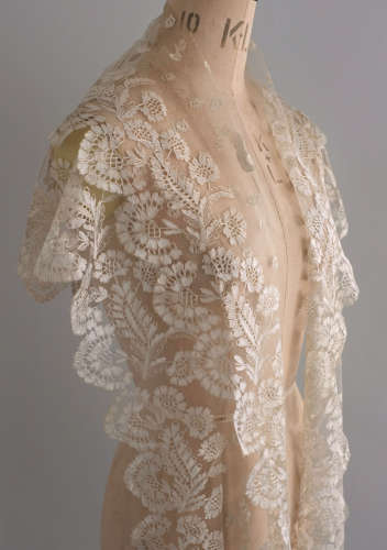 Antique Silk Blonde Lace Pelerine circa 1830