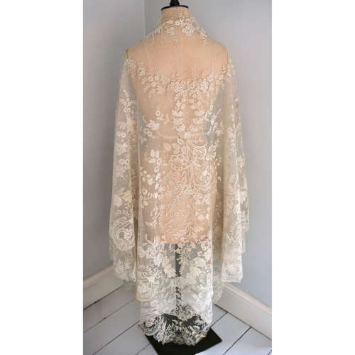Antique Brussels Mixed Applique Lace Wedding Shawl