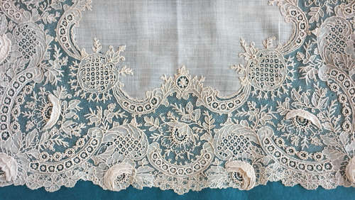 Antique Brussels Point de Gaze Lace Handkerchief