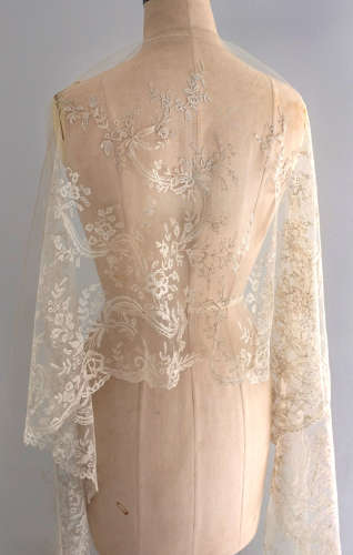 Antique 19th Century Brussels Applique Lace Flounce