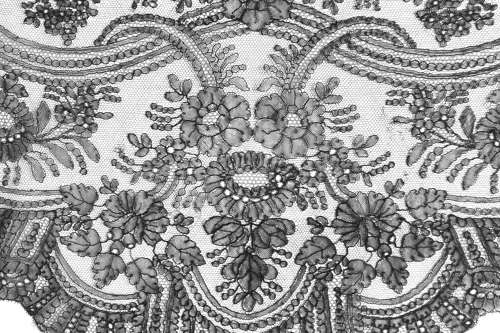 Antique Hand Made Black Chantilly Lace Shawl