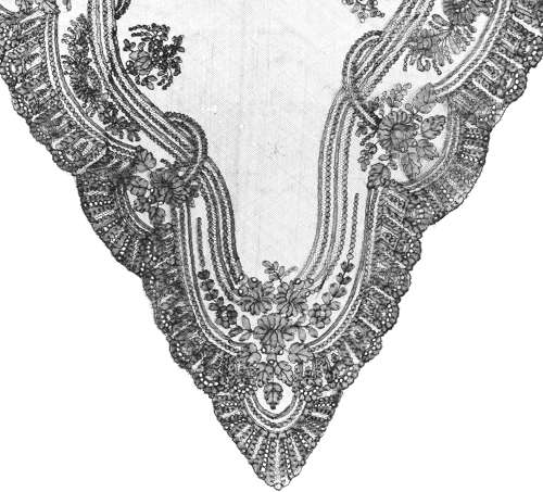Antique Hand Made Black Chantilly Lace Shawl