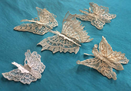 Antique Brussels Point de Gaze Lace Butterflies