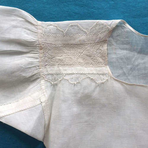 Antique 18th Century Baby Shirt With Hollie Point Insertions.