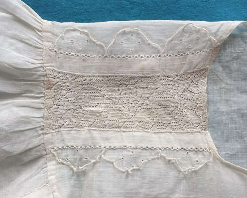 Antique 18th Century Baby Shirt With Hollie Point Insertions.