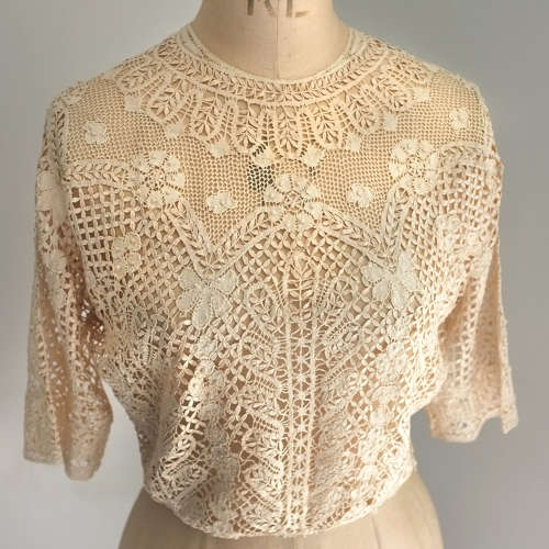 Antique Silk Maltese Lace Bodice circa 1911