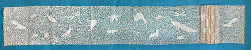 Antique Italian Cantu Bobbin Lace Panel With Birds and Animals