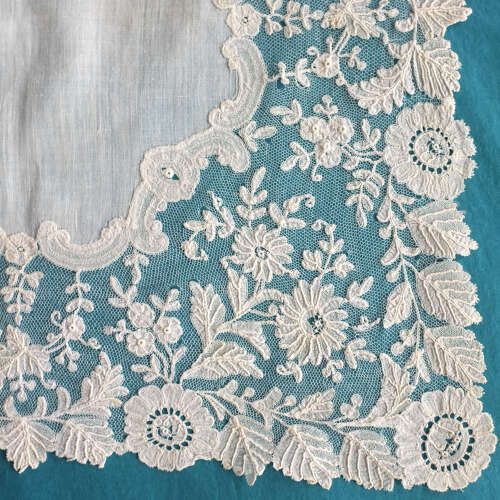 Antique Point d'Angleterre Lace Handkerchief