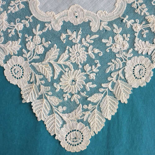 Antique Point d'Angleterre Lace Handkerchief