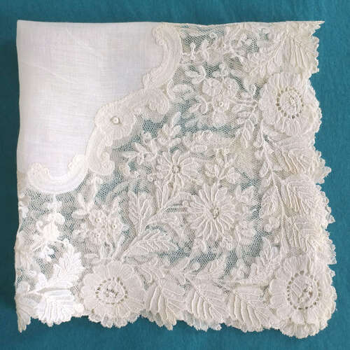 Antique Point d'Angleterre Lace Handkerchief