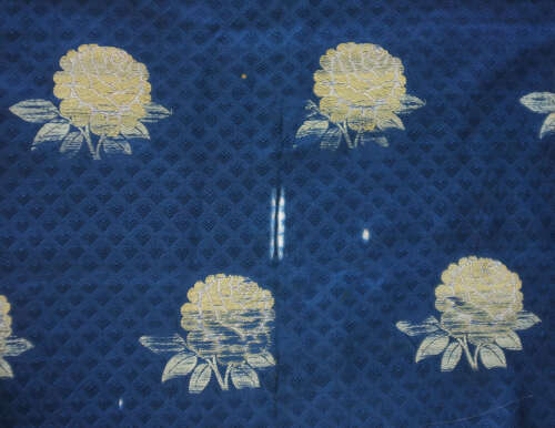 Antique Spitalfields Blue Silk Shawl circa 1820