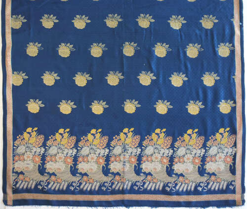 Antique Spitalfields Blue Silk Shawl circa 1820