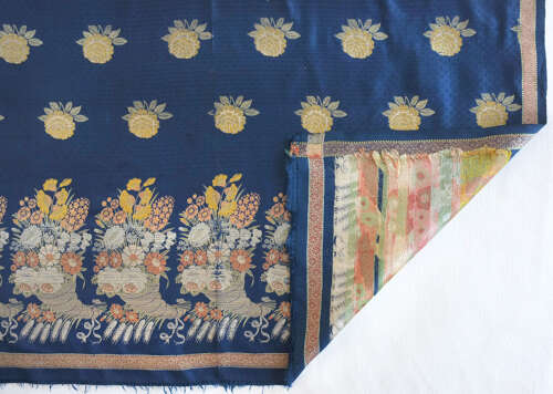 Antique Spitalfields Blue Silk Shawl circa 1820
