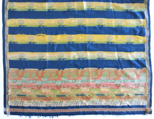 Antique Spitalfields Blue Silk Shawl circa 1820
