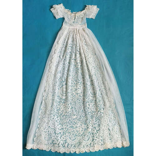 Antique Honiton Lace Christening Robe