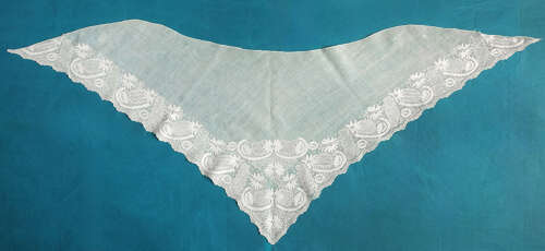 Antique 18th Century Dresden Work Muslin Fichu
