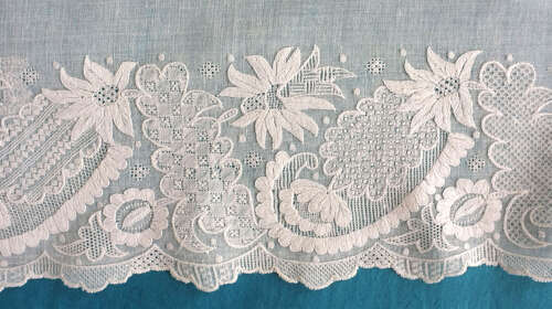 Antique 18th Century Dresden Work Muslin Fichu