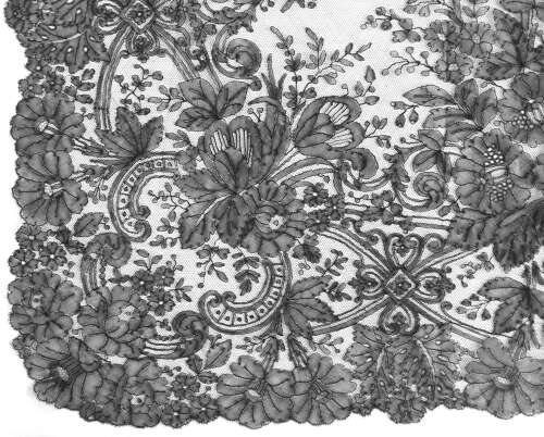 Antique Chantilly Lace Rectangular Shawl