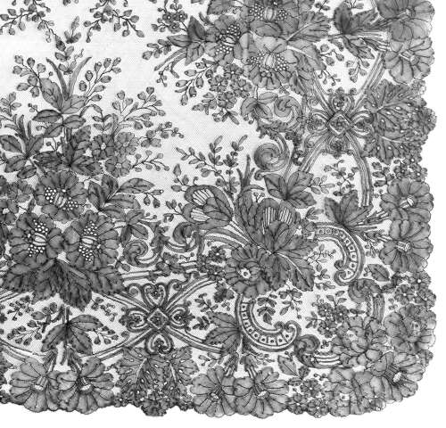 Antique Chantilly Lace Rectangular Shawl