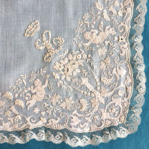 Antique Embroidered Handkerchief with Princess Louise Monogram