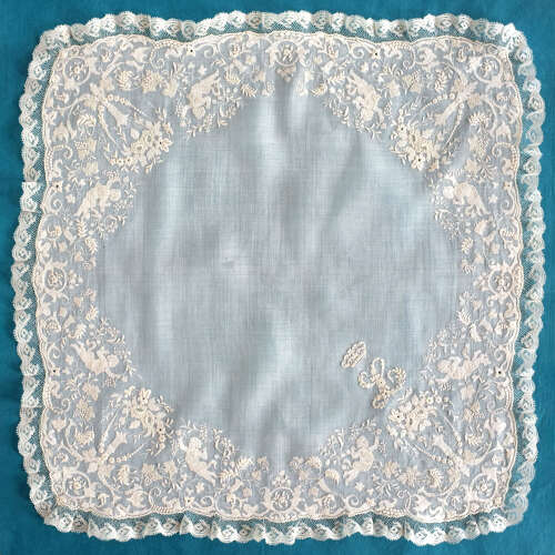 Antique Embroidered Handkerchief with Princess Louise Monogram
