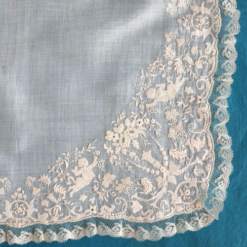 Antique Embroidered Handkerchief with Princess Louise Monogram